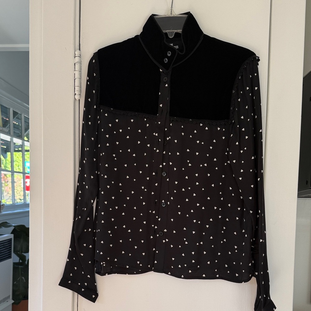 The Kooples Black and White Heart Button Down Shirt